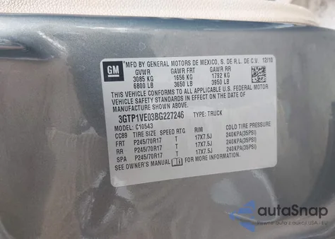 2011 GMC Sierra 1500 Sle from USA, damaged, VIN 3GTP1VE03BG227246